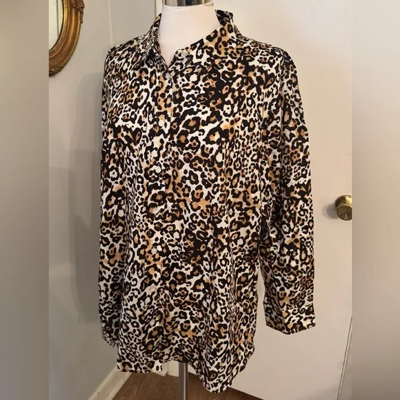 Talbots 3X Leopard Print Button-Up Shirt Casual Animal print Women’s - Picture 10 of 10